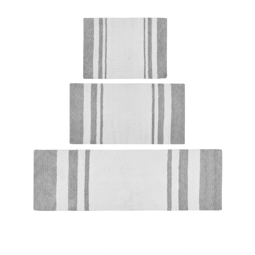 30-in x 20-in Taupe Cotton Reversible Bath Rug Bath Mat Quick Dry