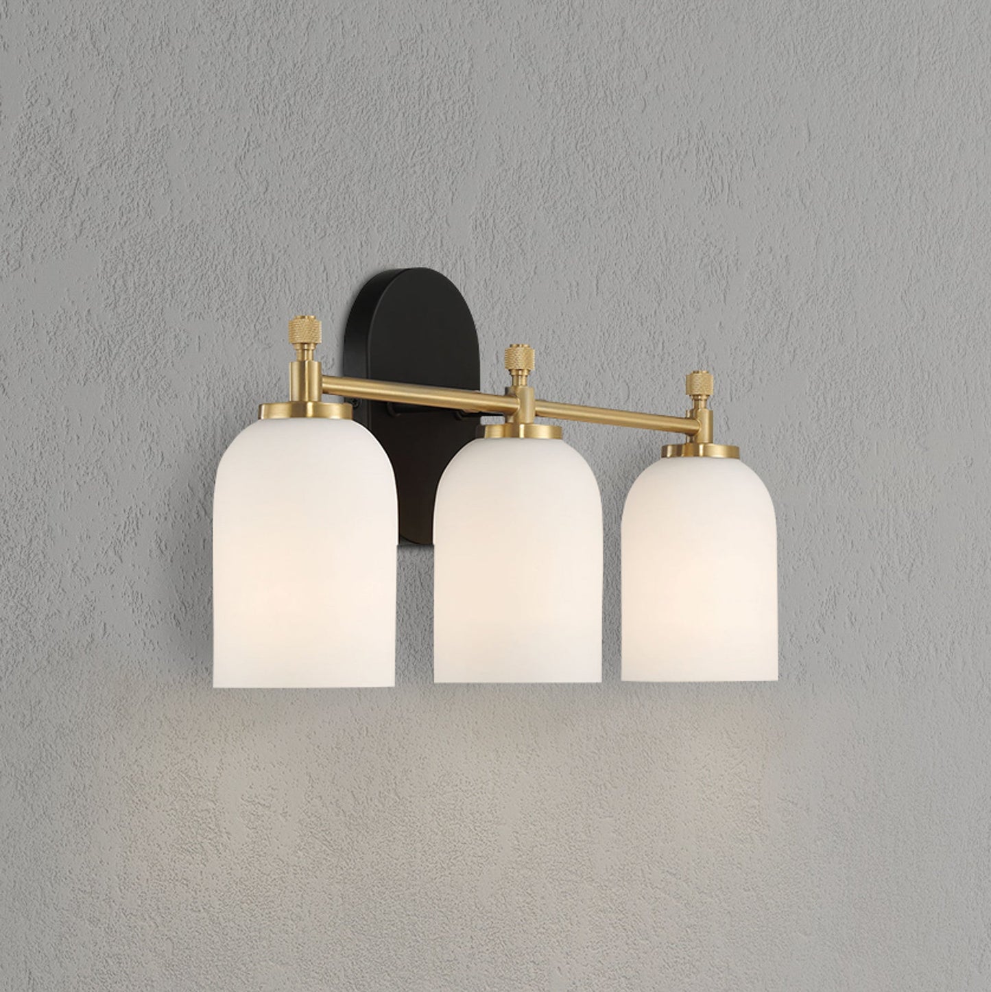 20.5 in. 3-Light Brushed Gold Vanity Light with White Frosted Glass