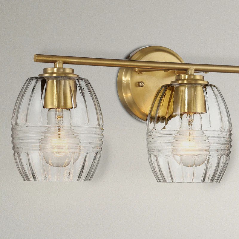 22.20 in. 3-Light Satin Brass Vanity Light with Clear Glass