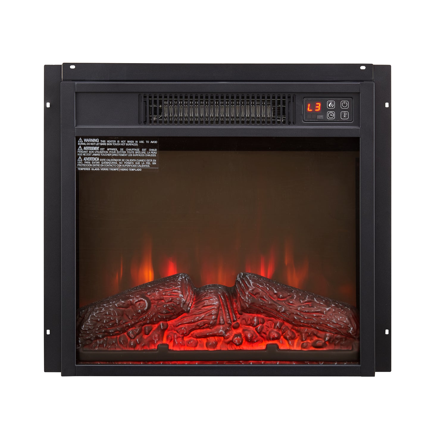 18 in. Electric Fireplace Insert 1400W Heater with Remote Control, Overheating Protection in Black