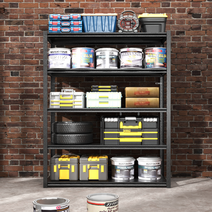 5 -Tier Heavy Duty Black Metal Utility shelving unit with Ventilated Shelves ( 35.41-in W x 15.7-in D x 72-in H )