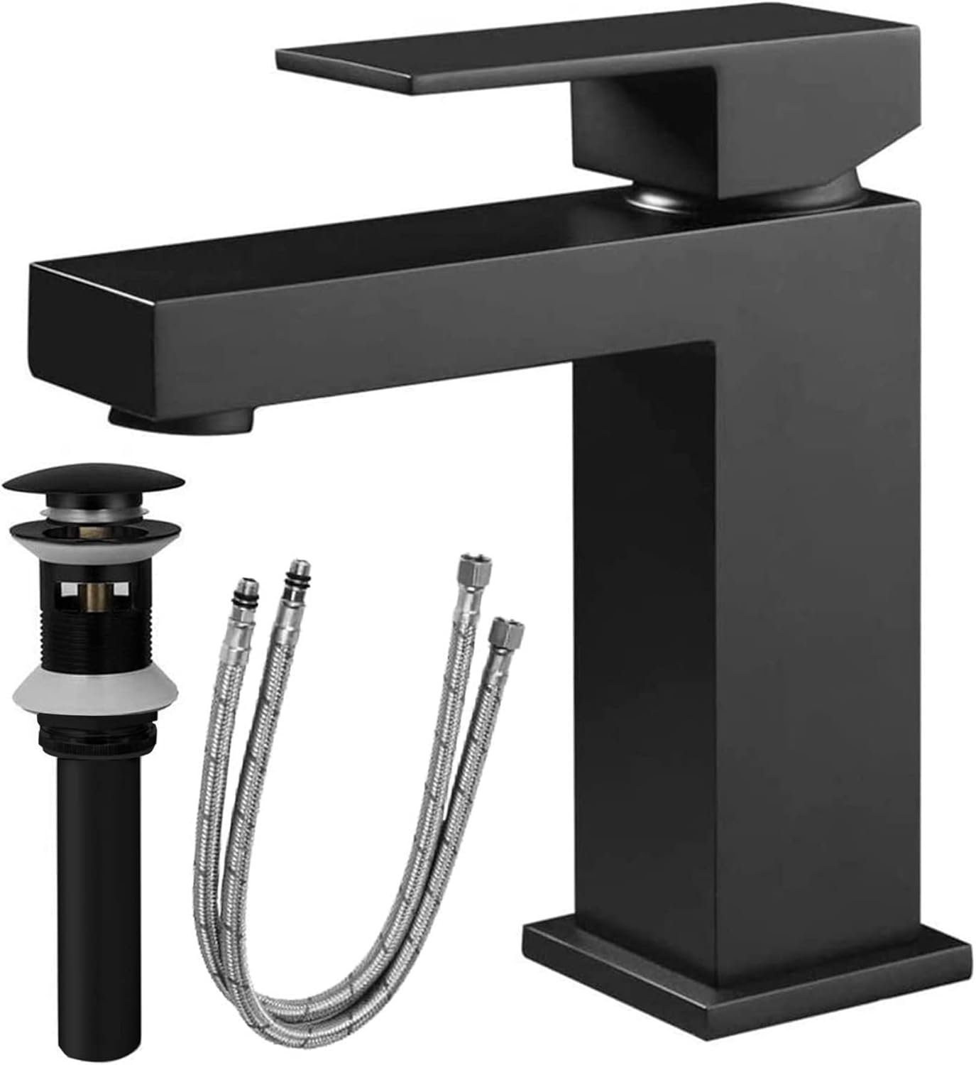Single Handle Bathroom Faucet, Matte Black Single Hole Bathroom Faucet