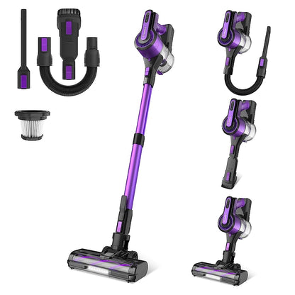 Purple Cordless Vacuum, 30KPa Suction, 350W Motor, 8-in-1 Cleaner