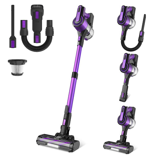 Purple Cordless Vacuum, 30KPa Suction, 350W Motor, 8-in-1 Cleaner