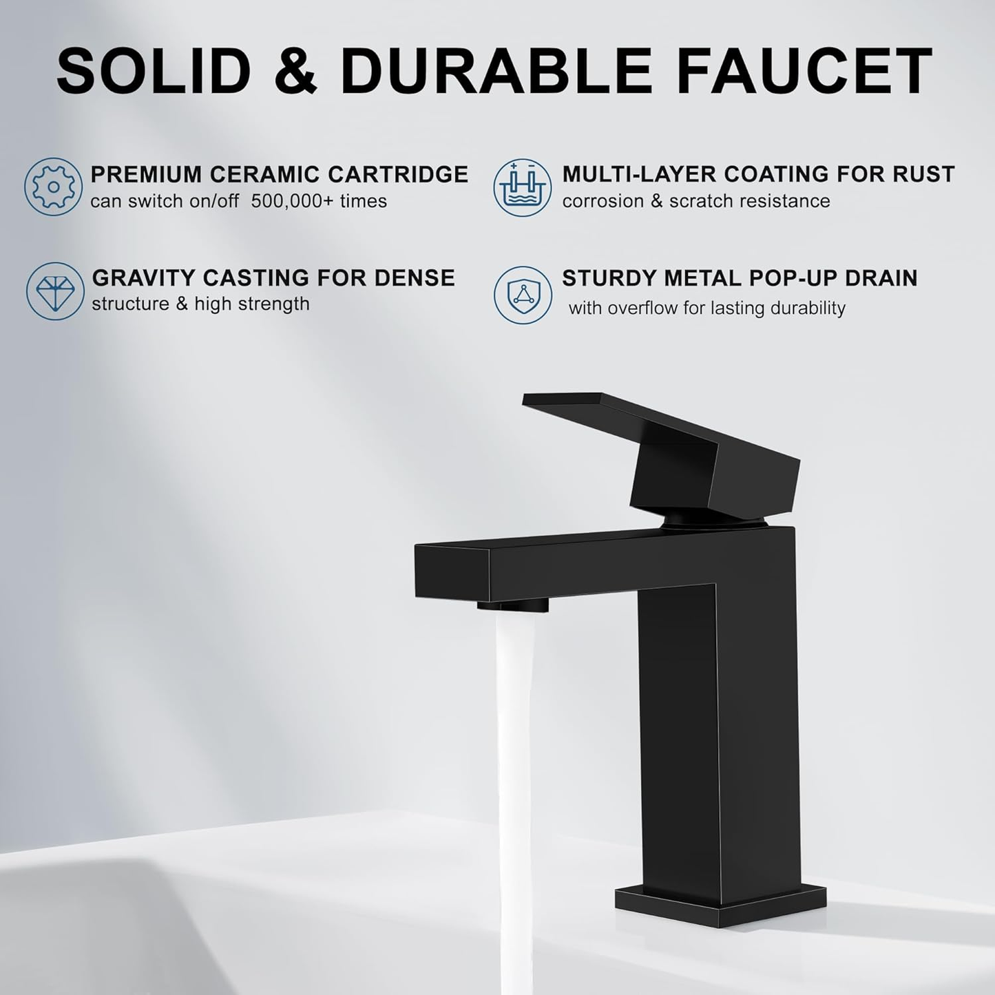 Single Handle Bathroom Faucet, Matte Black Single Hole Bathroom Faucet