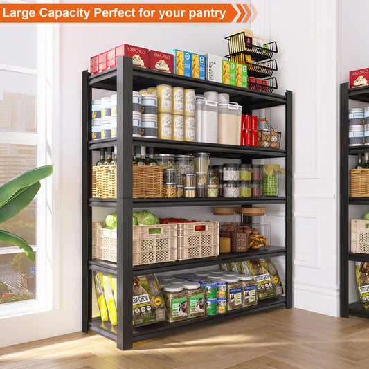 5 -Tier Heavy Duty Black Metal Utility shelving unit with Ventilated Shelves ( 59-in W x 23.62-in D x 72-in H )