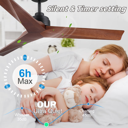 52 in. Indoor Black Low Profile 3-Blade Ceiling Fan with Remote Included for Bedrooms or Living Rooms