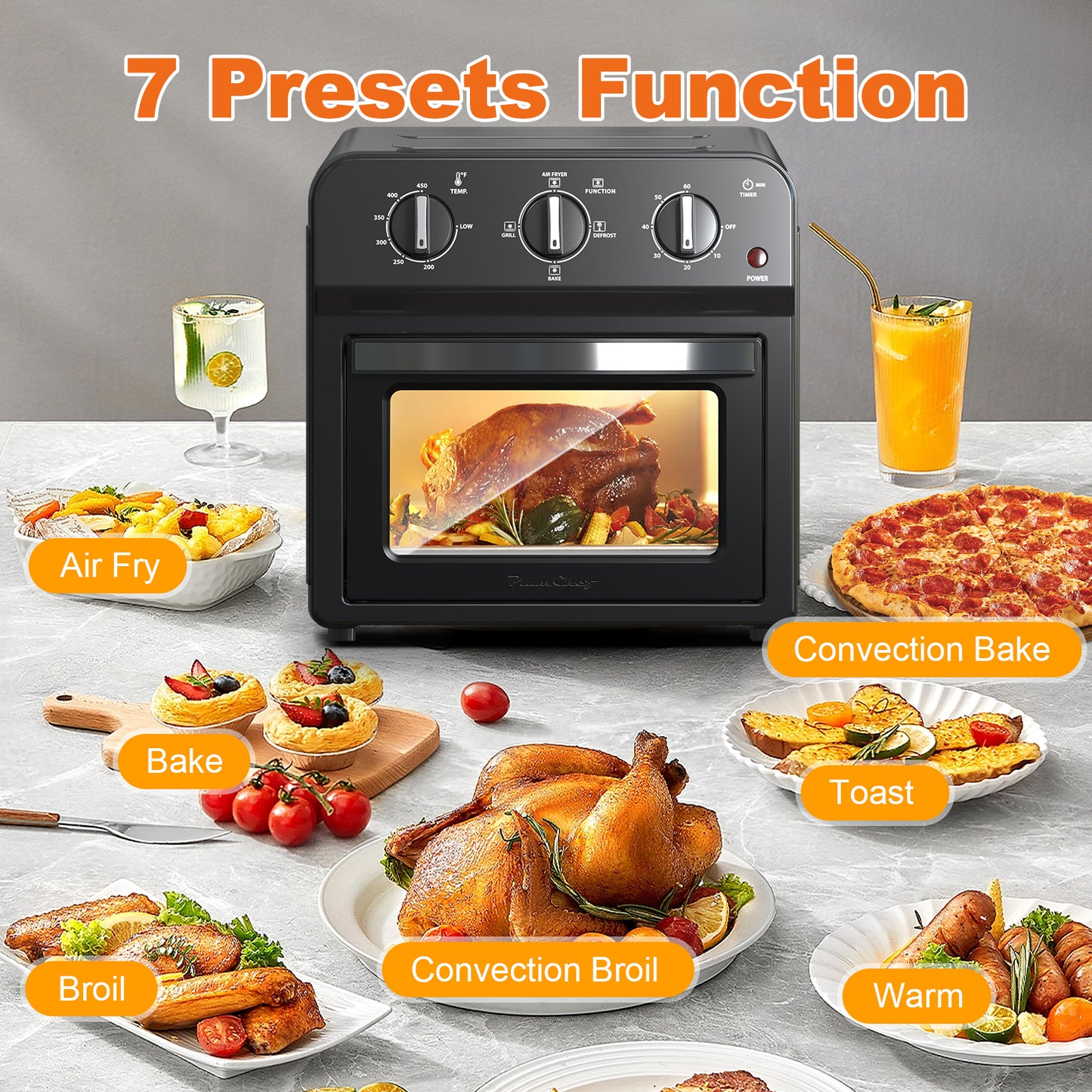 Air Fryer Toaster Oven Combo,13QT,360° Hot Air Circulation for Healthy Oil-Free Cooking