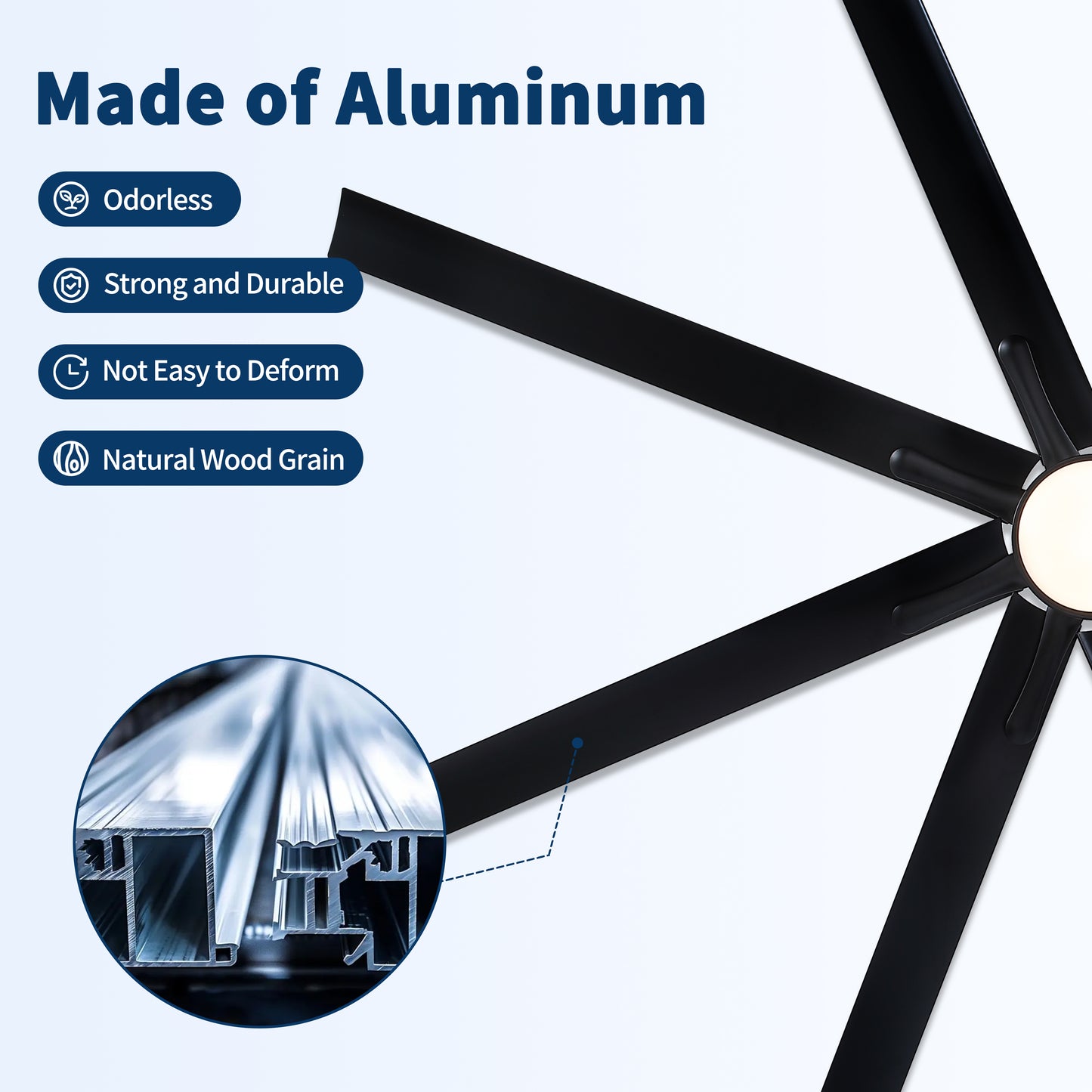 84 in. Super Large Black Ceiling Fan with 8 Blades Included with Remote