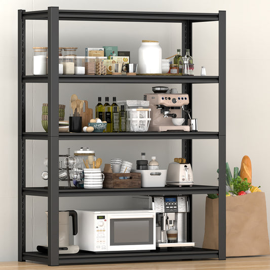 5 -Tier Heavy Duty Black Metal Utility shelving unit with Ventilated Shelves ( 47.24-in W x 23.6-in D x 72-in H )