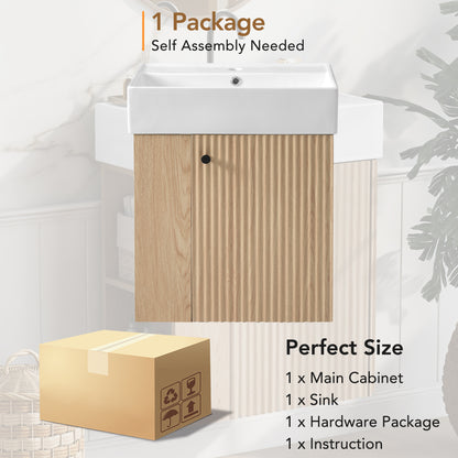 21.6 inch Modern Floating Bathroom Vanity with Ceramic Basin - Perfect for Small Bathrooms