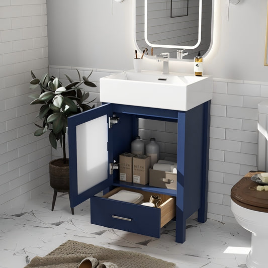 20-Inch bathroom vanity with ceramic sink and ample storage
