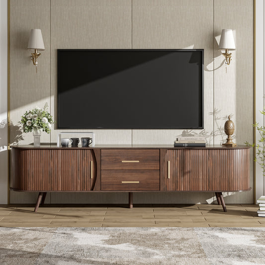 TV Stand for 80" TV, Entertainment Center with Storage for Living Room, Bedroom, Media Console Table with 2 Drawers