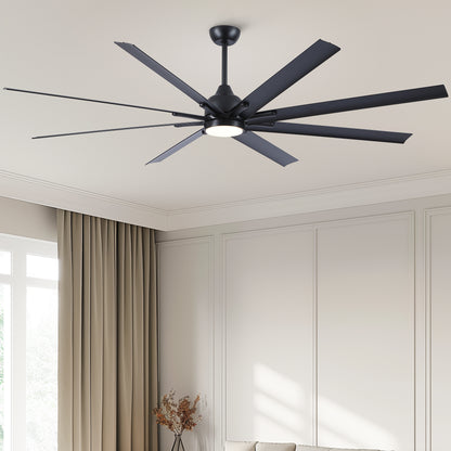 84 in. Super Large Black Ceiling Fan with 8 Blades Included with Remote