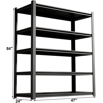5 -Tier Heavy Duty Black Metal Utility shelving unit with Ventilated Shelves ( 47.24-in W x 23.6-in D x 72-in H )