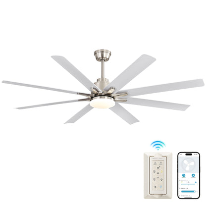 52 in. Downrod Mount Smart Ceiling Fan with Light and 8 Black ABS Blades Included, Voice Remote, 6 Wind Speeds