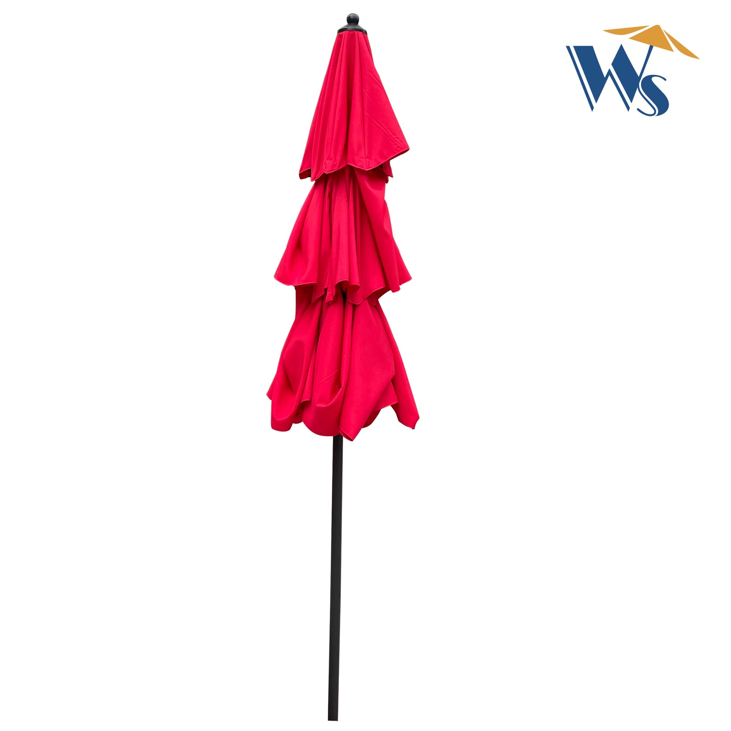 9 ft. 3-Tiers Aluminum Market Umbrella with Crank and Tilt and Wind Vents Outdoor Patio Umbrella in Red