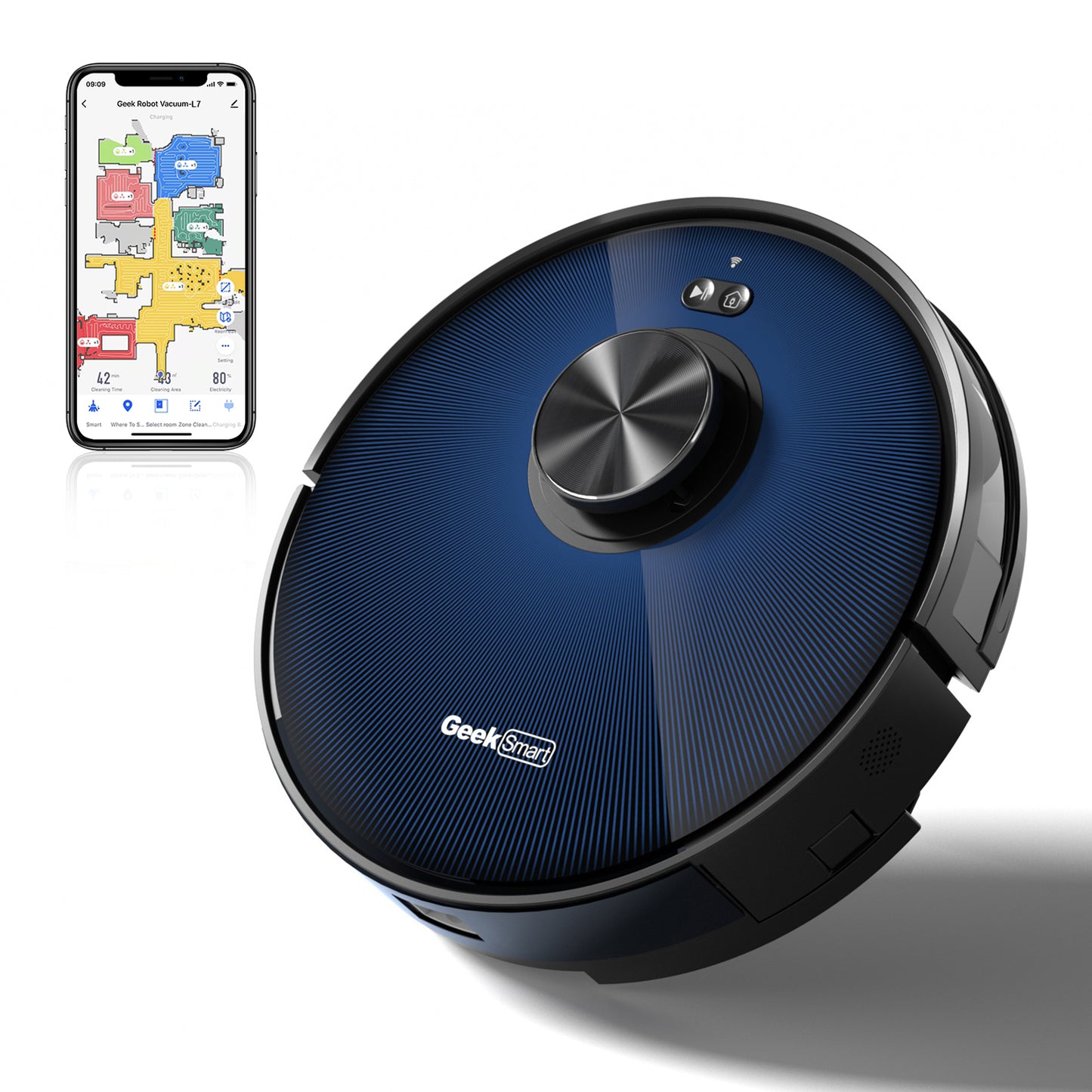 Smart L7 Robot Vacuum Cleaner and Mop, LDS Navigation, Wi-Fi Connected APP