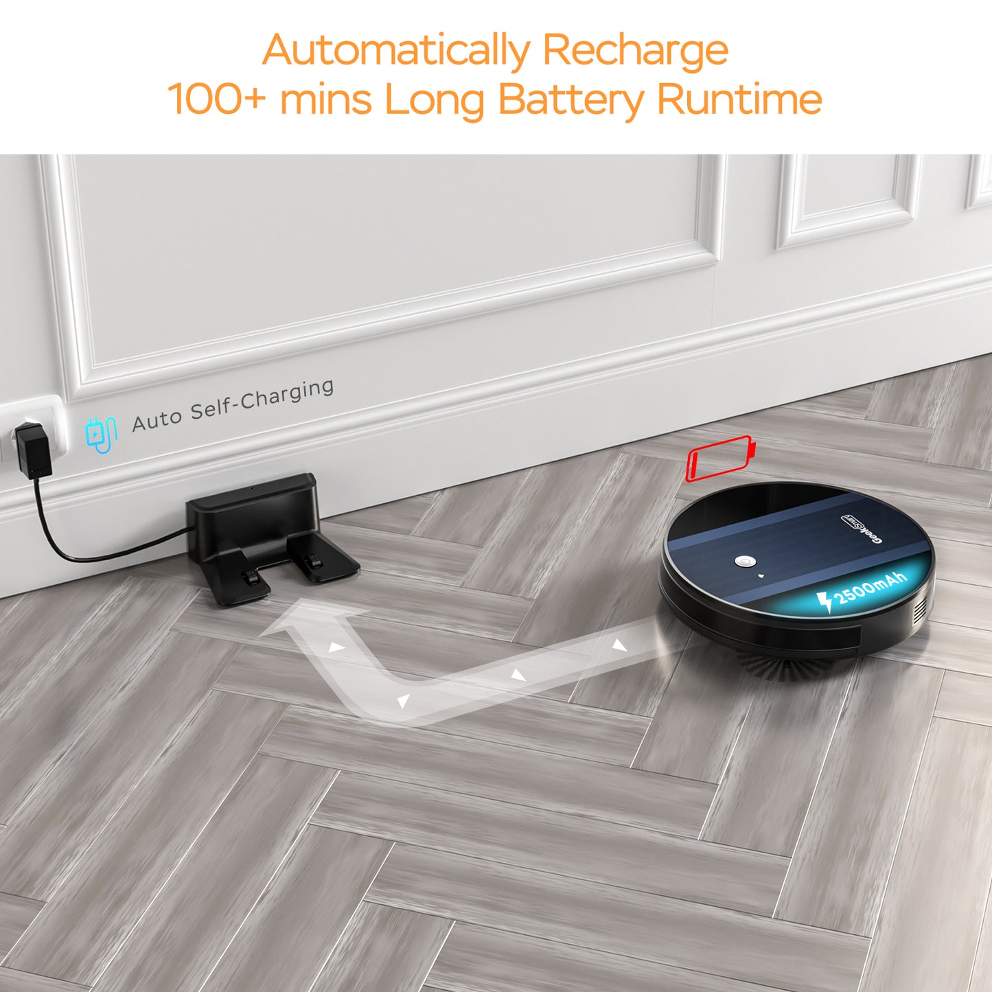 Smart Robot Vacuum Cleaner G6, Ultra-Thin, 1800Pa Strong Suction, Automatic Self-Charging, Wi-Fi Connectivity, App Control