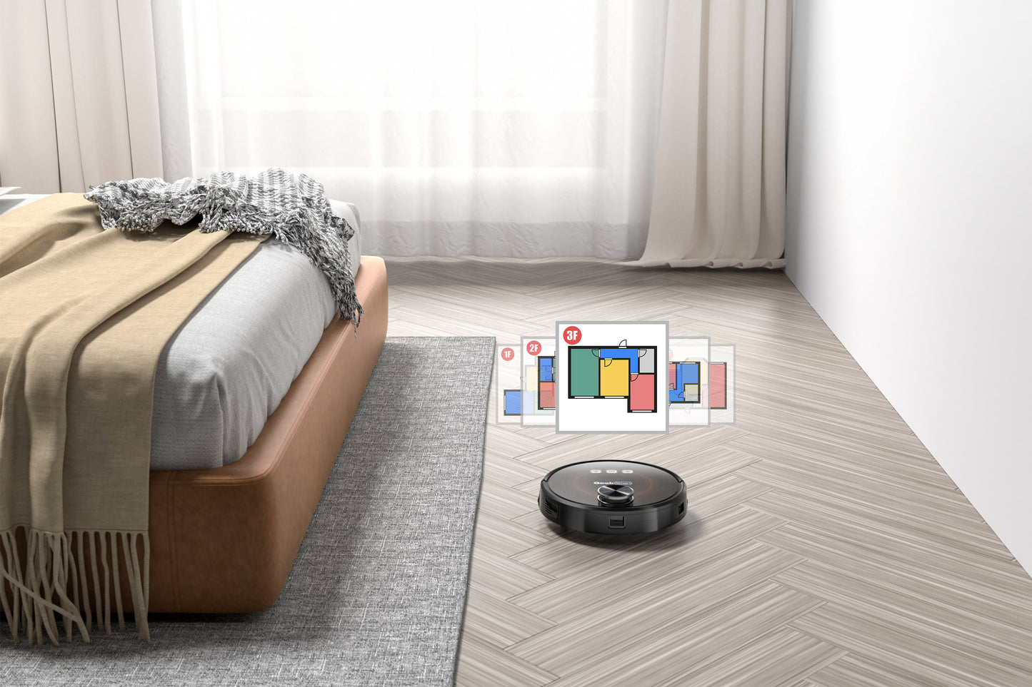 Smart L8 Robot Vacuum Cleaner and Mop, LDS Navigation, Wi-Fi Connected APP, Selective Room Cleaning,MAX 2700 PA Suction