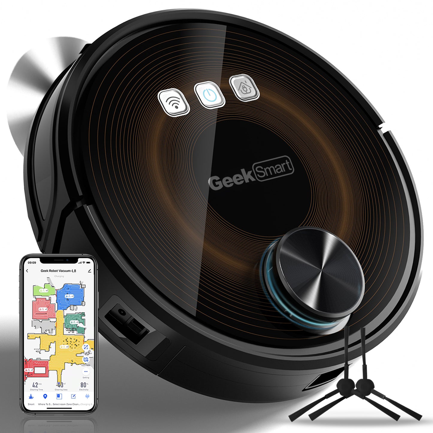 Smart L8 Robot Vacuum Cleaner and Mop, LDS Navigation, Wi-Fi Connected APP, Selective Room Cleaning,MAX 2700 PA Suction