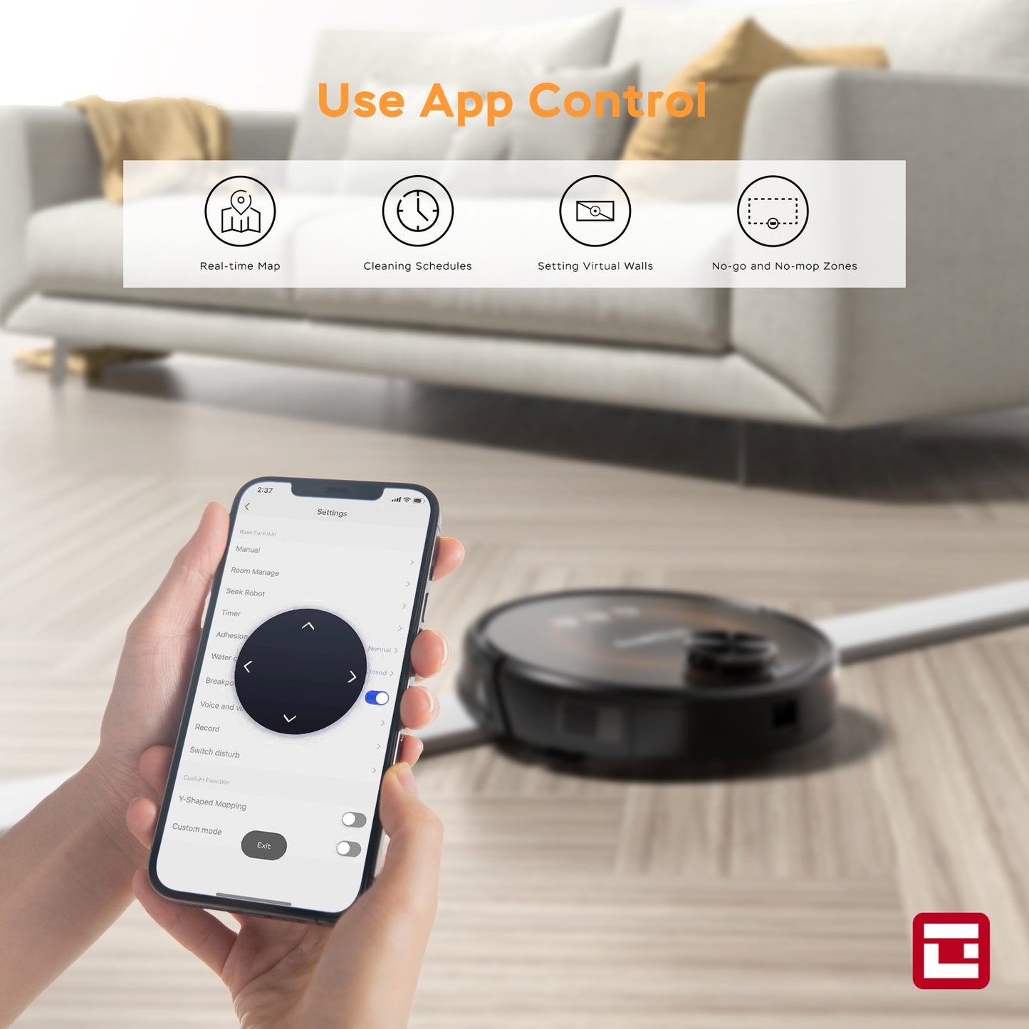 Smart L8 Robot Vacuum Cleaner and Mop, LDS Navigation, Wi-Fi Connected APP, Selective Room Cleaning,MAX 2700 PA Suction