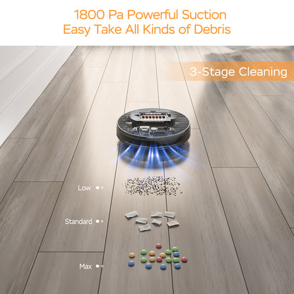 Smart Robot Vacuum Cleaner G6, Ultra-Thin, 1800Pa Strong Suction, Automatic Self-Charging, Wi-Fi Connectivity, App Control