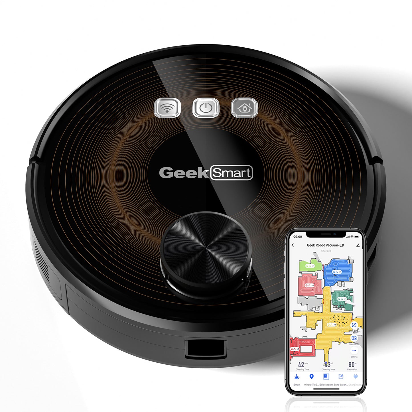 Smart L8 Robot Vacuum Cleaner and Mop, LDS Navigation, Wi-Fi Connected APP, Selective Room Cleaning,MAX 2700 PA Suction