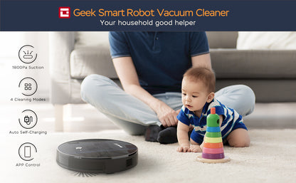 Smart Robot Vacuum Cleaner G6, Ultra-Thin, 1800Pa Strong Suction, Automatic Self-Charging, Wi-Fi Connectivity, App Control