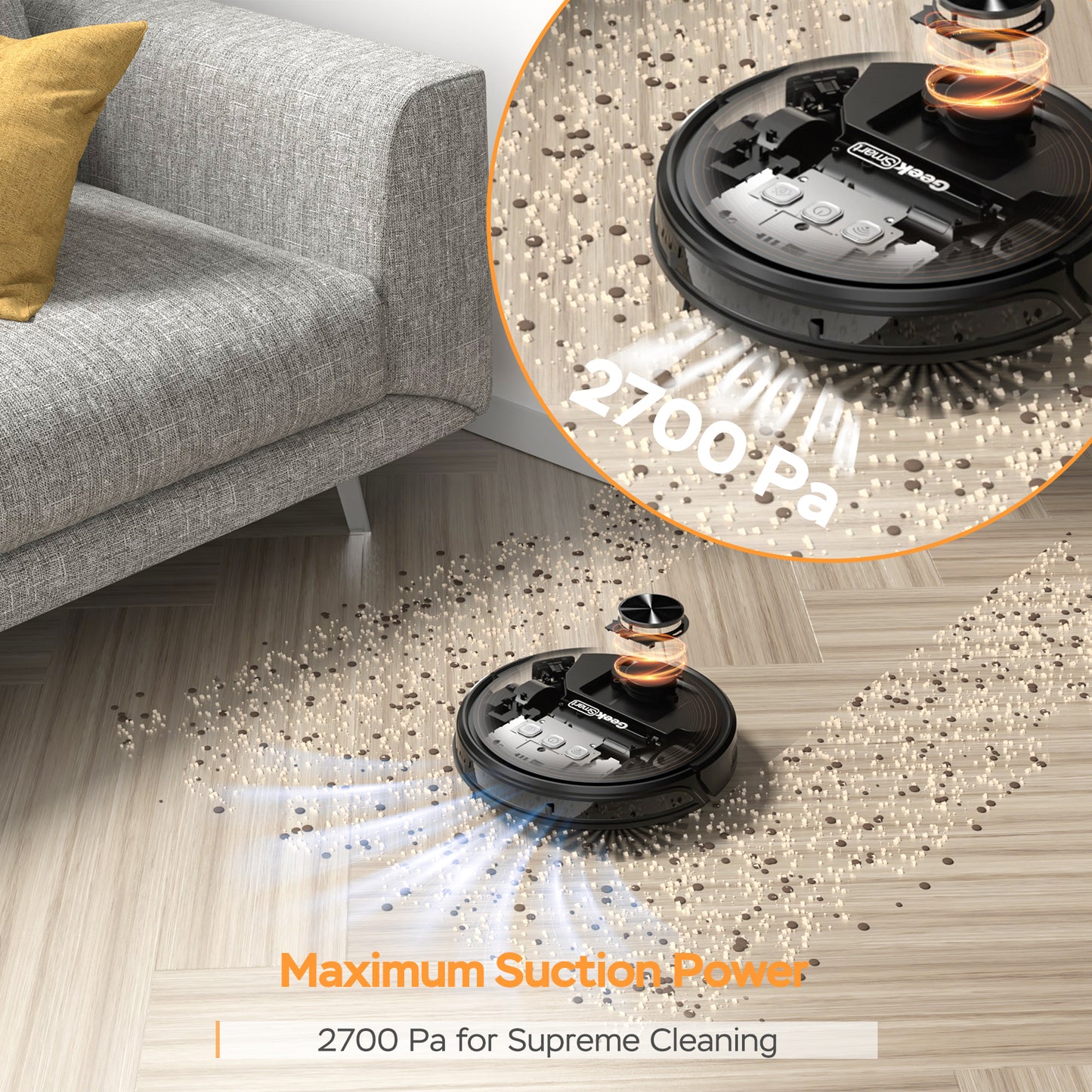 Smart L8 Robot Vacuum Cleaner and Mop, LDS Navigation, Wi-Fi Connected APP, Selective Room Cleaning,MAX 2700 PA Suction