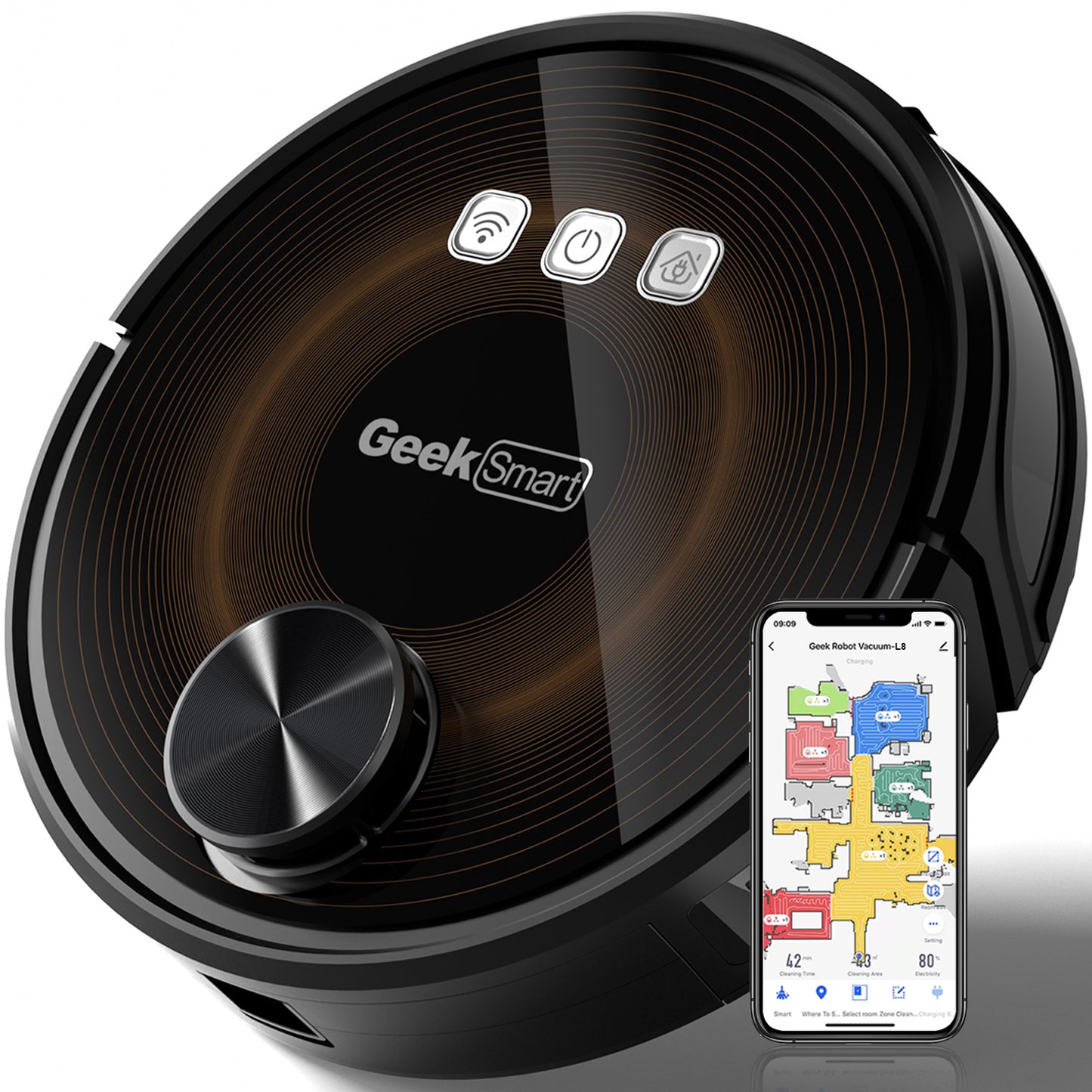 Smart L8 Robot Vacuum Cleaner and Mop, LDS Navigation, Wi-Fi Connected APP, Selective Room Cleaning,MAX 2700 PA Suction