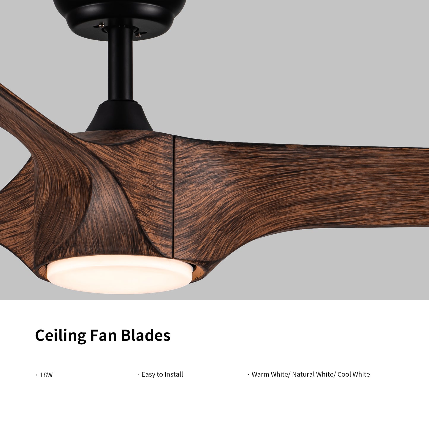 56 in. Ceiling Fan with Integrated LED Light and Brown Wood Grain ABS Blades Included with Remote