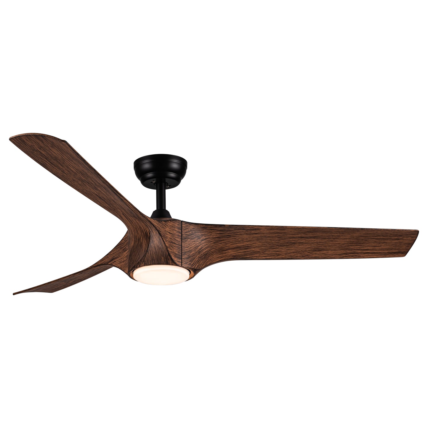 56 in. Ceiling Fan with Integrated LED Light and Brown Wood Grain ABS Blades Included with Remote