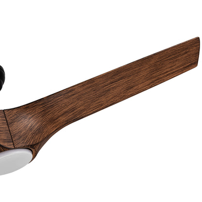 56 in. Ceiling Fan with Integrated LED Light and Brown Wood Grain ABS Blades Included with Remote