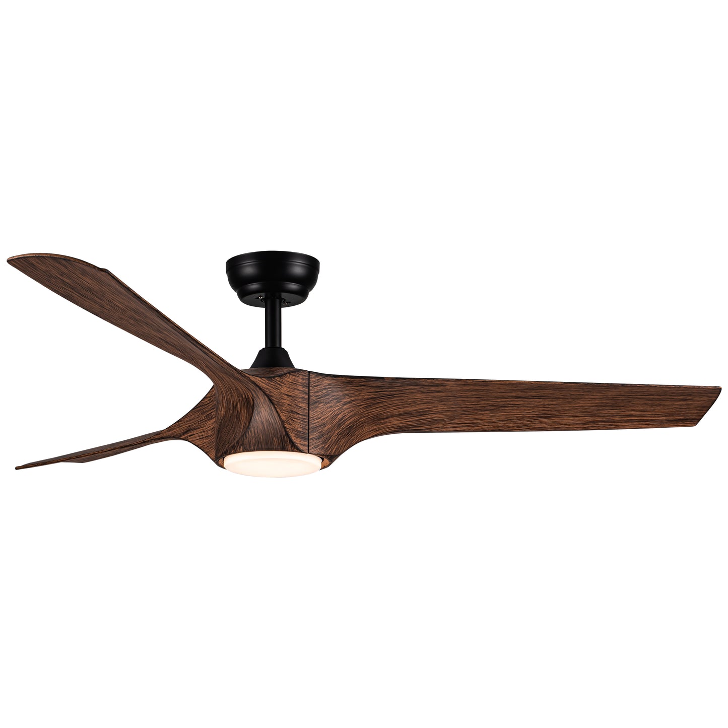 56 in. Ceiling Fan with Integrated LED Light and Brown Wood Grain ABS Blades Included with Remote