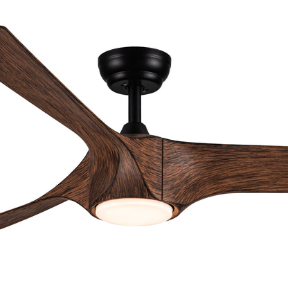 56 in. Ceiling Fan with Integrated LED Light and Brown Wood Grain ABS Blades Included with Remote