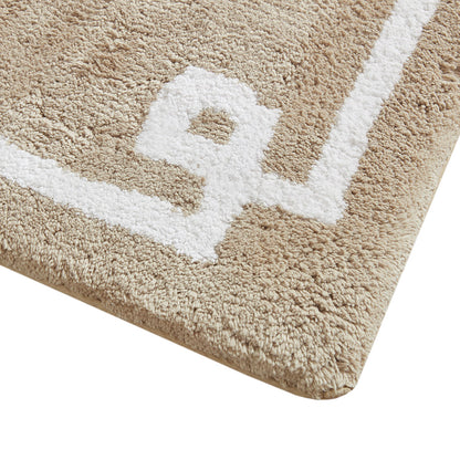 30-in x 20-in Taupe Brown Cotton Tufted Bath Rug Bath Mat Quick Dry