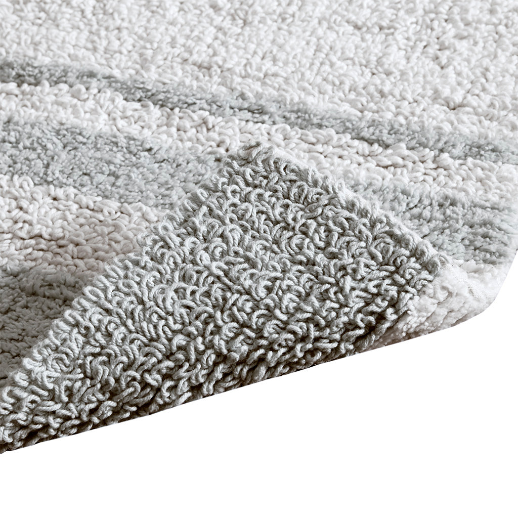45-in x 27-in Grey Cotton Reversible Bath Rug Bath Mat Quick Dry