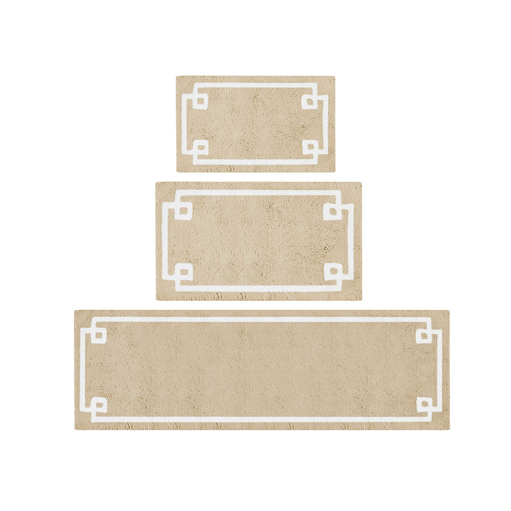 30-in x 20-in Taupe Brown Cotton Tufted Bath Rug Bath Mat Quick Dry