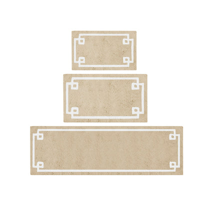 72-in x 24-in Taupe Brown Cotton Tufted Bath Rug Bath Mat Quick Dry