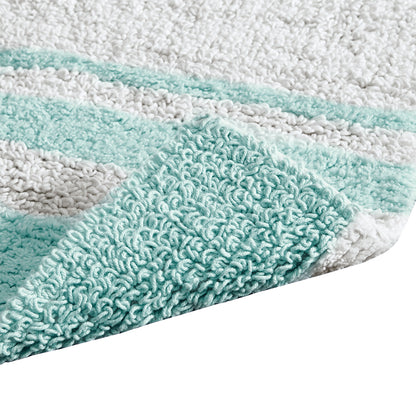 72-in x 24-in Aqua Green Cotton Reversible Bath Rug Bath Mat Quick Dry
