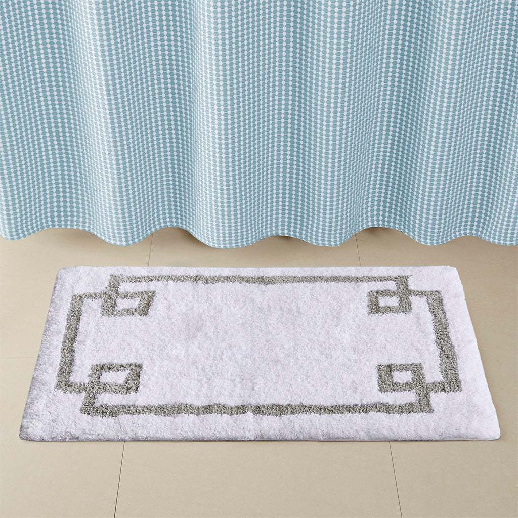 40-in x 24-in White Cotton Tufted Bath Rug Bath Mat Quick Dry