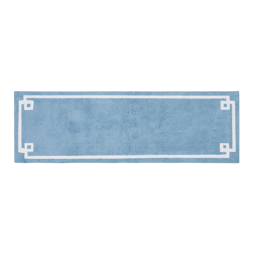 72-in x 24-in Blue Cotton Tufted Bath Rug Bath Mat Quick Dry