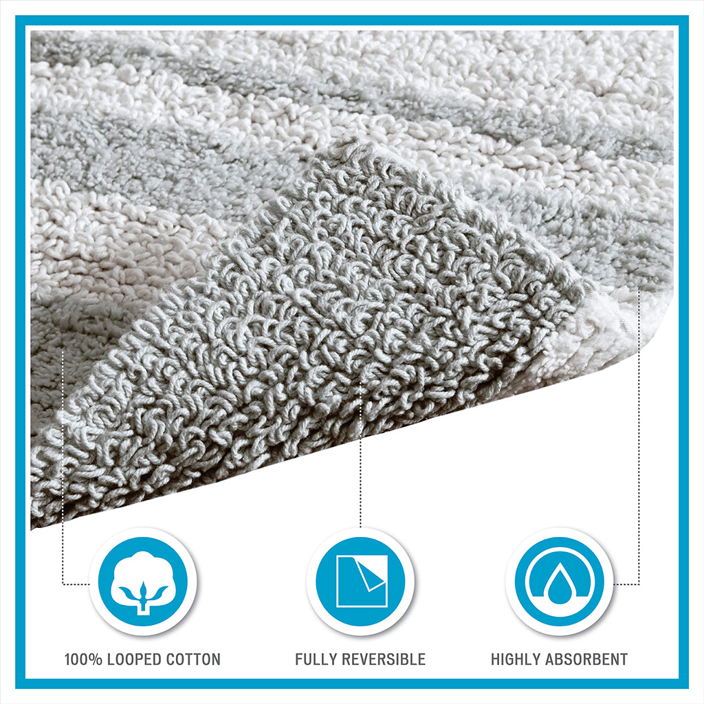 45-in x 27-in Taupe Cotton Reversible Bath Rug Bath Mat Quick Dry