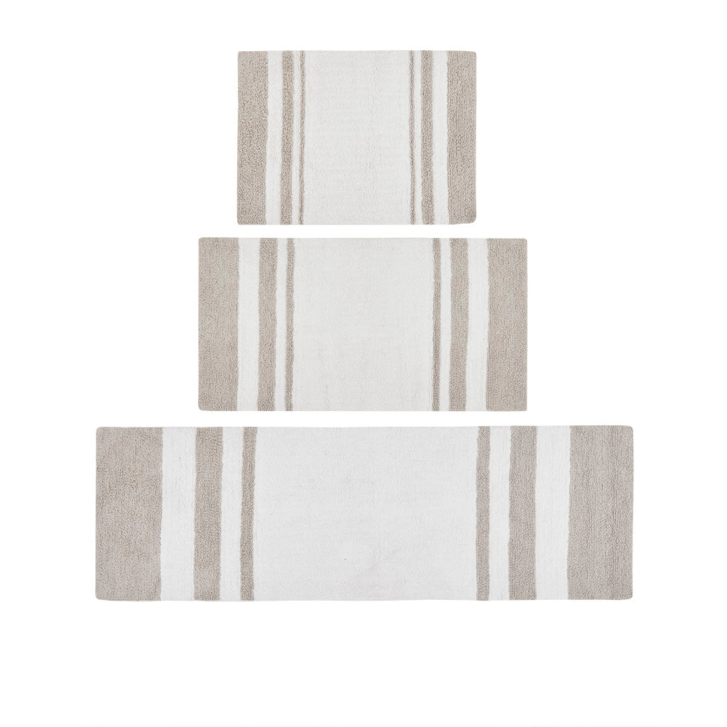 30-in x 20-in Taupe Cotton Reversible Bath Rug Bath Mat Quick Dry