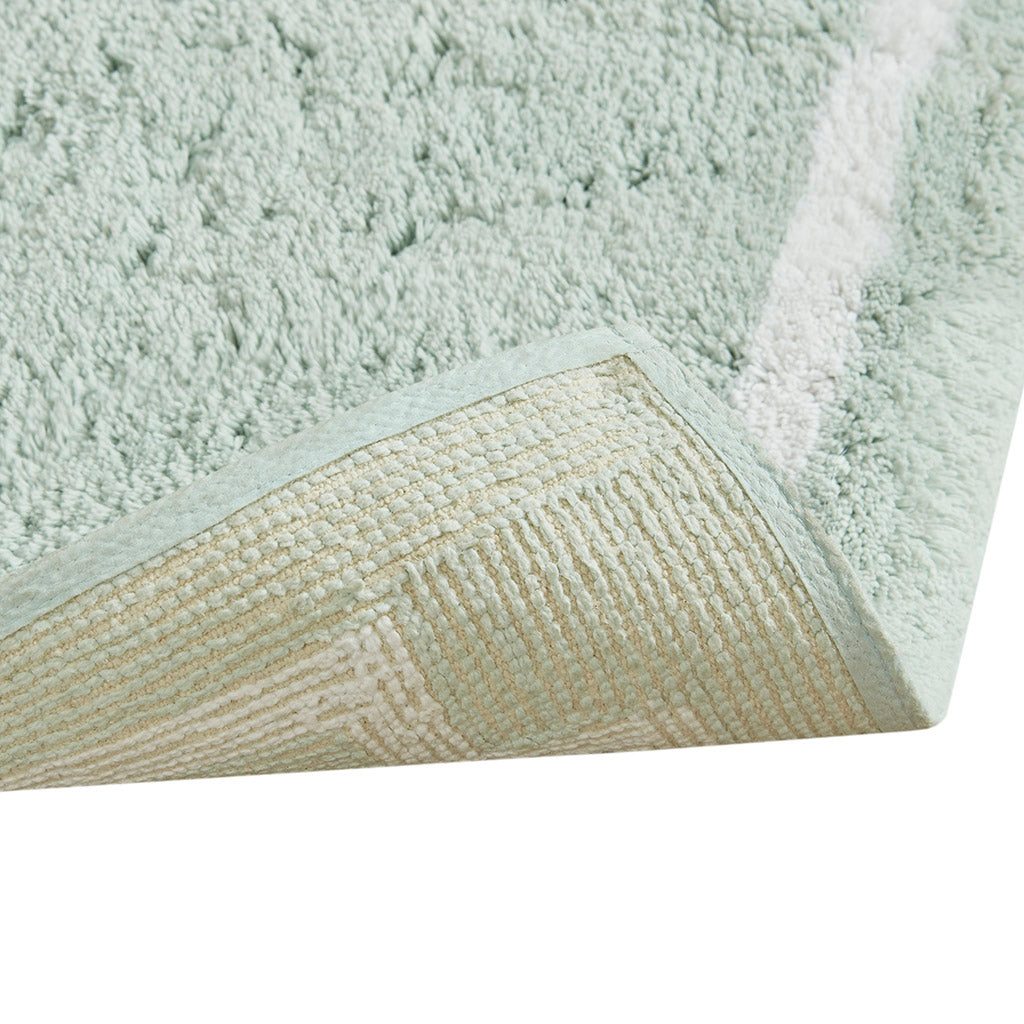 40-in x 24-in Seafoam Cotton Tufted Bath Rug Bath Mat Quick Dry