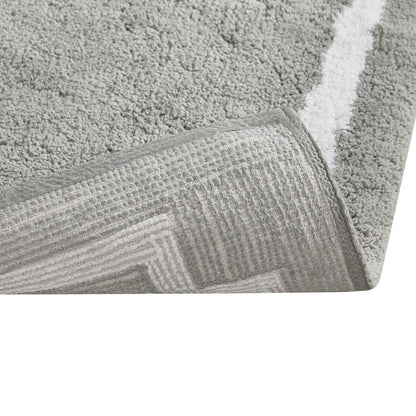 30-in x 20-in Grey Cotton Tufted Bath Rug Bath Mat Quick Dry