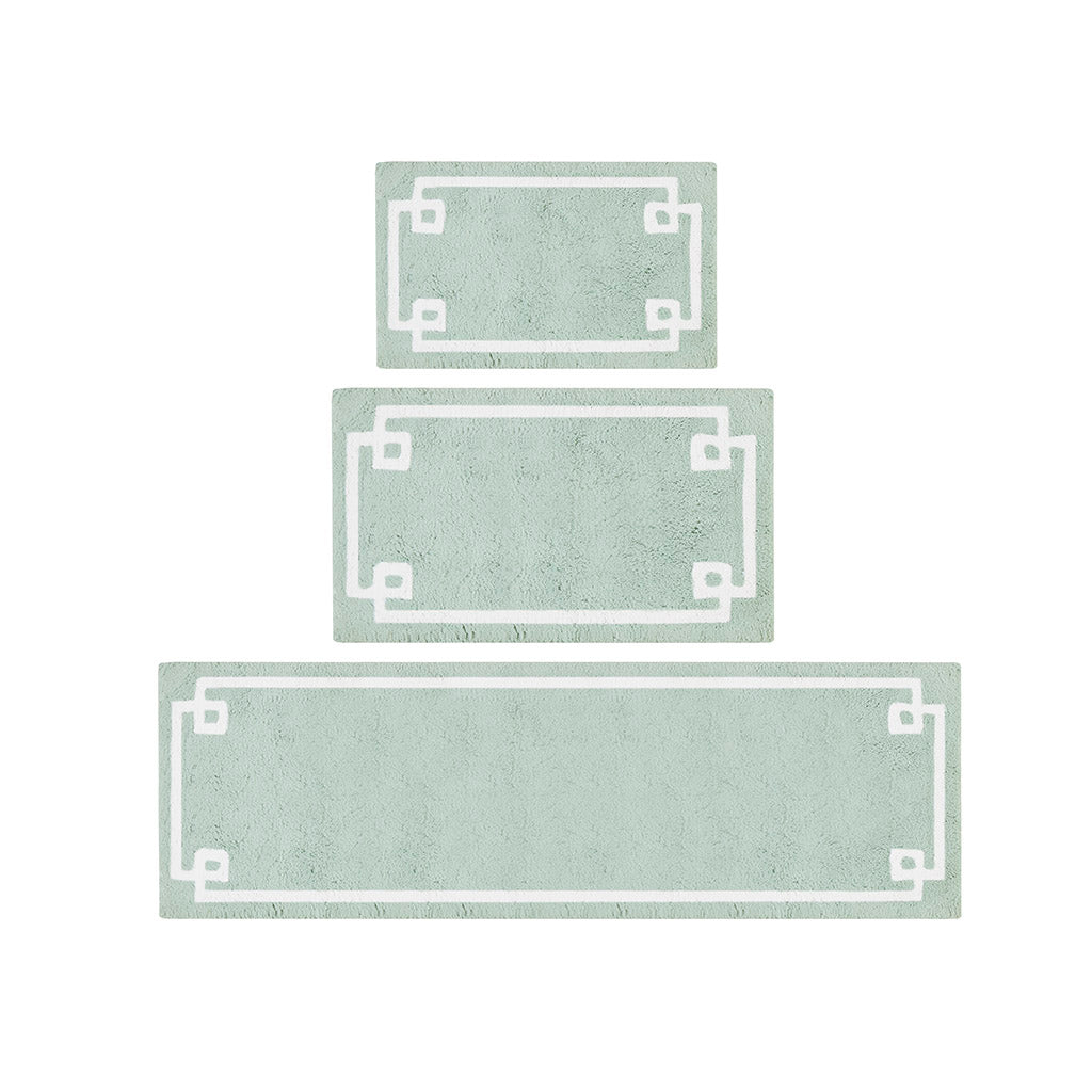 72-in x 24-in Seafoam Cotton Tufted Bath Rug Bath Mat Quick Dry