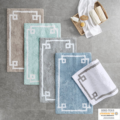 40-in x 24-in White Cotton Tufted Bath Rug Bath Mat Quick Dry