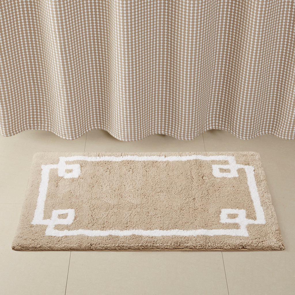 30-in x 20-in Taupe Brown Cotton Tufted Bath Rug Bath Mat Quick Dry